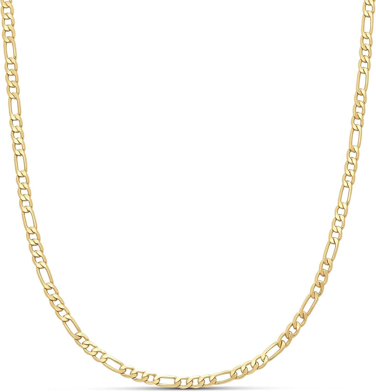 Essentials 14K Gold or Sterling Silver Plated Figaro Necklace Yellow Gold / 4mm Wide / 16 inches