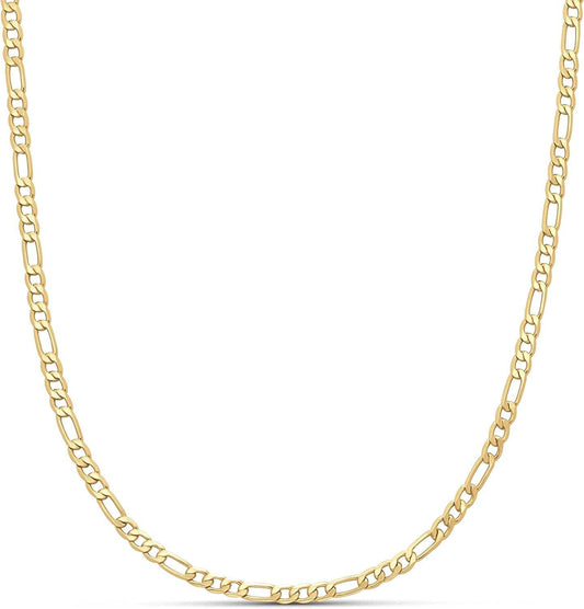 Essentials 14K Gold or Sterling Silver Plated Figaro Necklace Yellow Gold / 4mm Wide / 16 inches