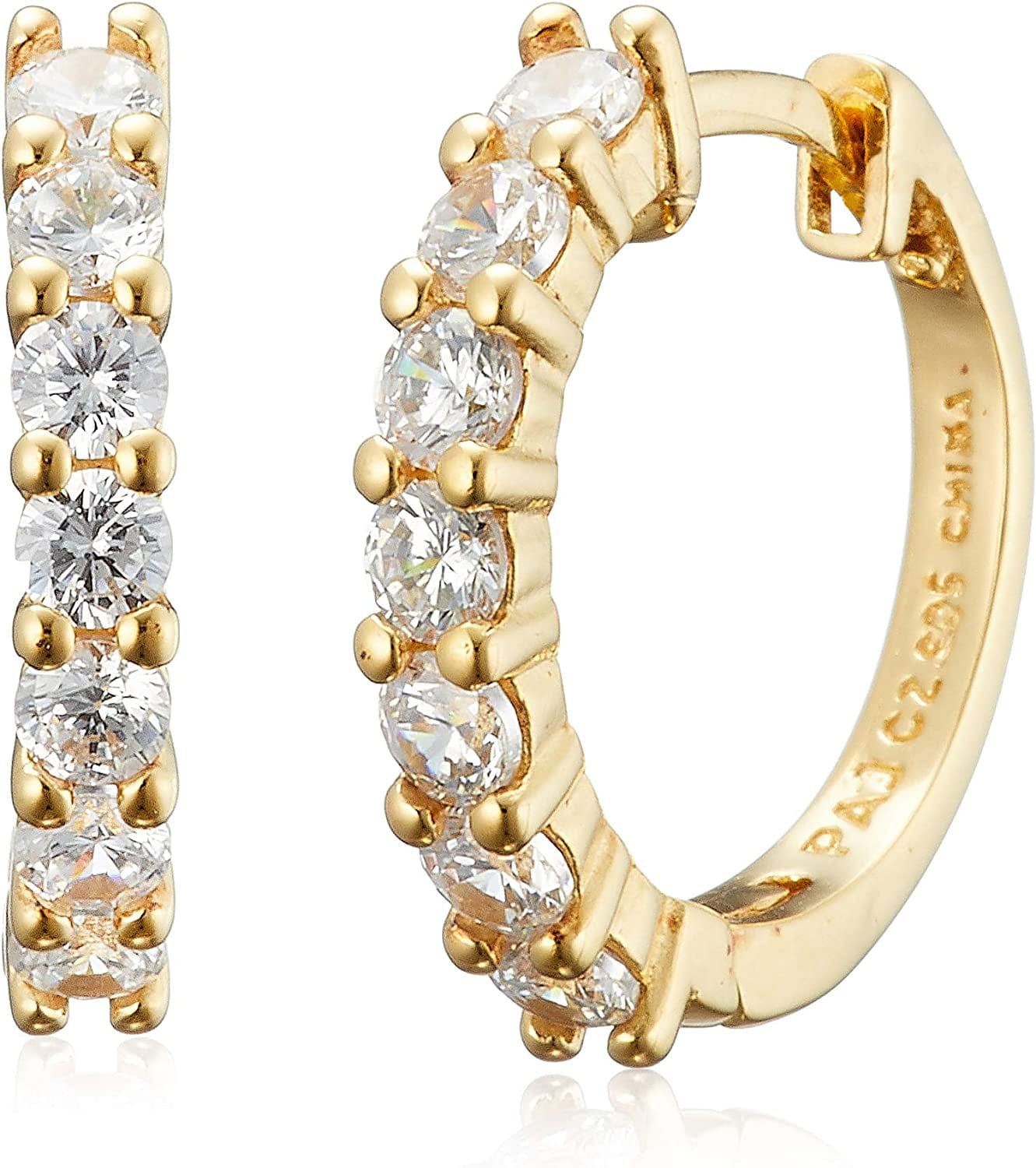 Essentials Plated Sterling Silver Hinged Huggie Hoop Earrings Yellow Gold Plated Sterling Silver