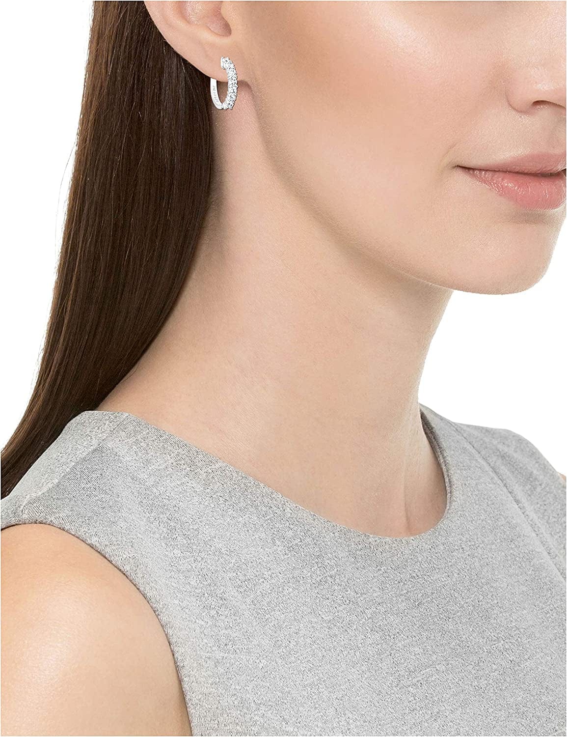 Essentials Plated Sterling Silver Hinged Huggie Hoop Earrings