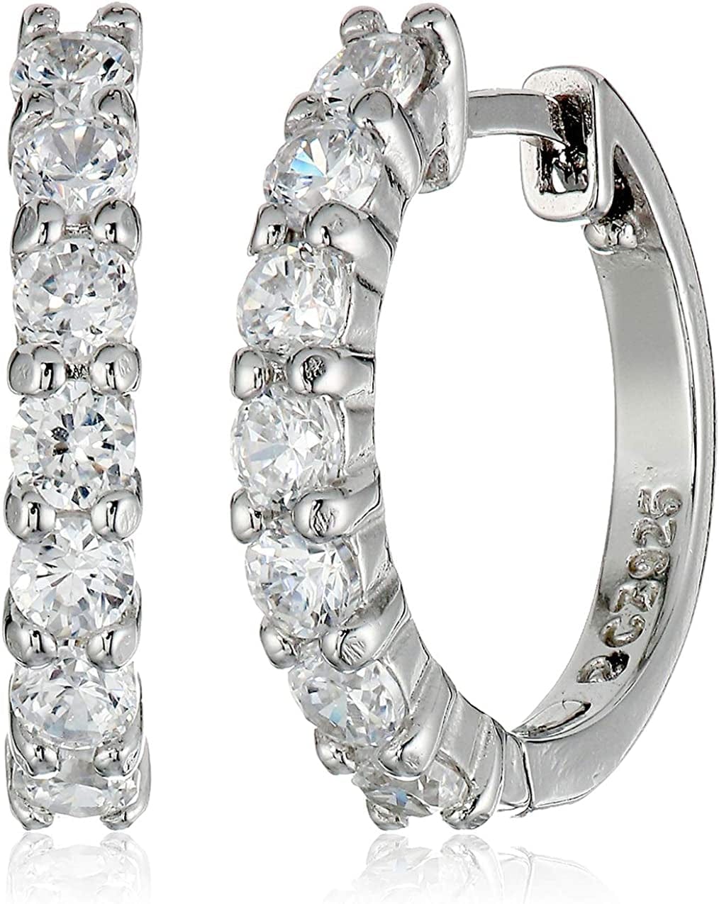 Essentials Plated Sterling Silver Hinged Huggie Hoop Earrings Sterling Silver