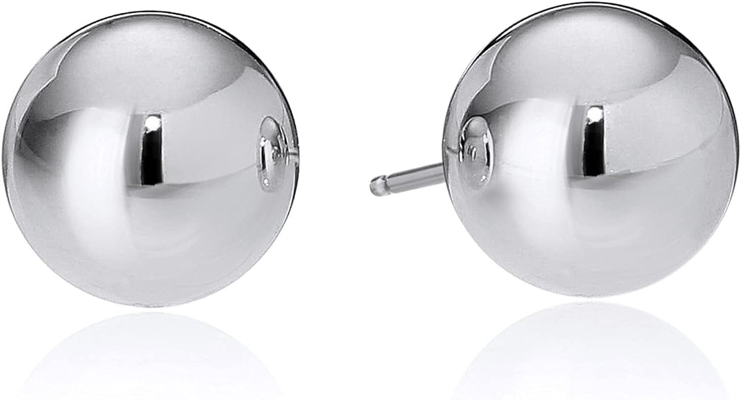 Essentials Plated Sterling Silver Polished Ball Stud Earrings Sterling Silver / 6mm