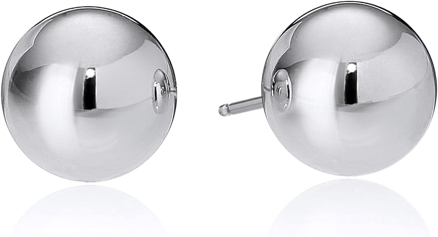 Essentials Plated Sterling Silver Polished Ball Stud Earrings Sterling Silver / 6mm