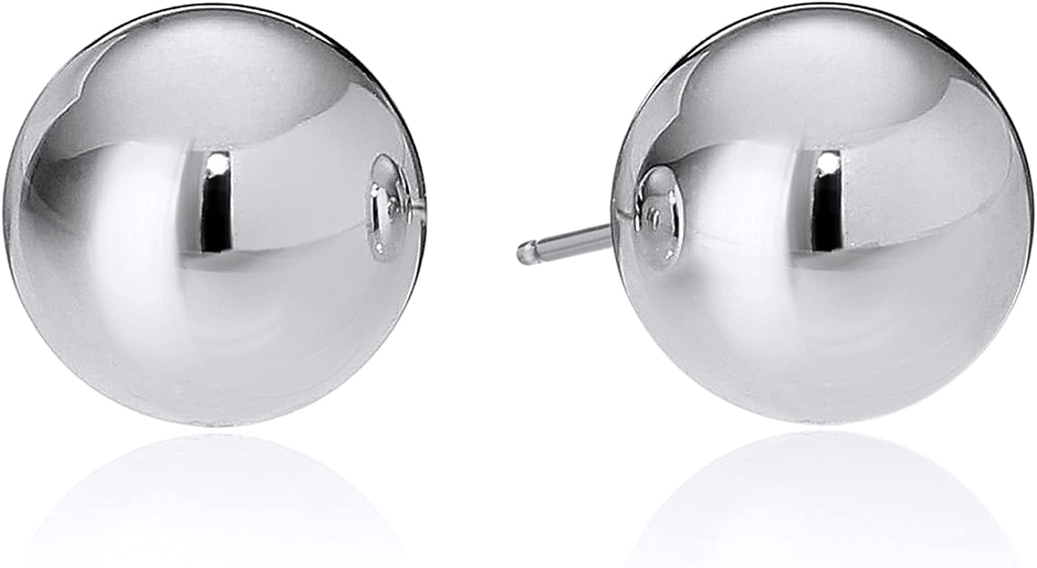 Essentials Plated Sterling Silver Polished Ball Stud Earrings Sterling Silver / 8mm
