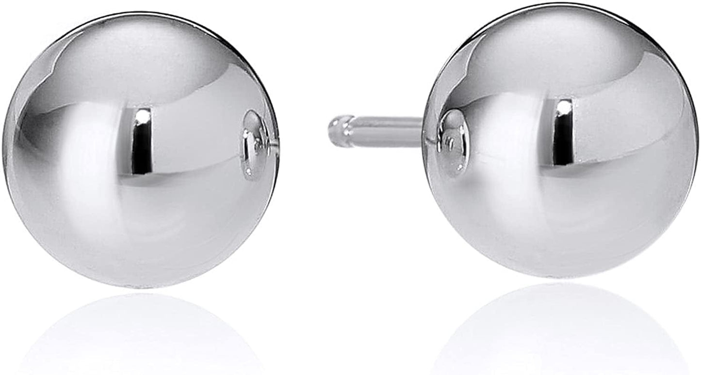 Essentials Plated Sterling Silver Polished Ball Stud Earrings Sterling Silver / 5mm