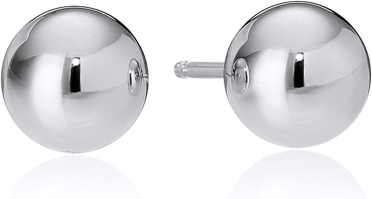 Essentials Plated Sterling Silver Polished Ball Stud Earrings Sterling Silver / 5mm
