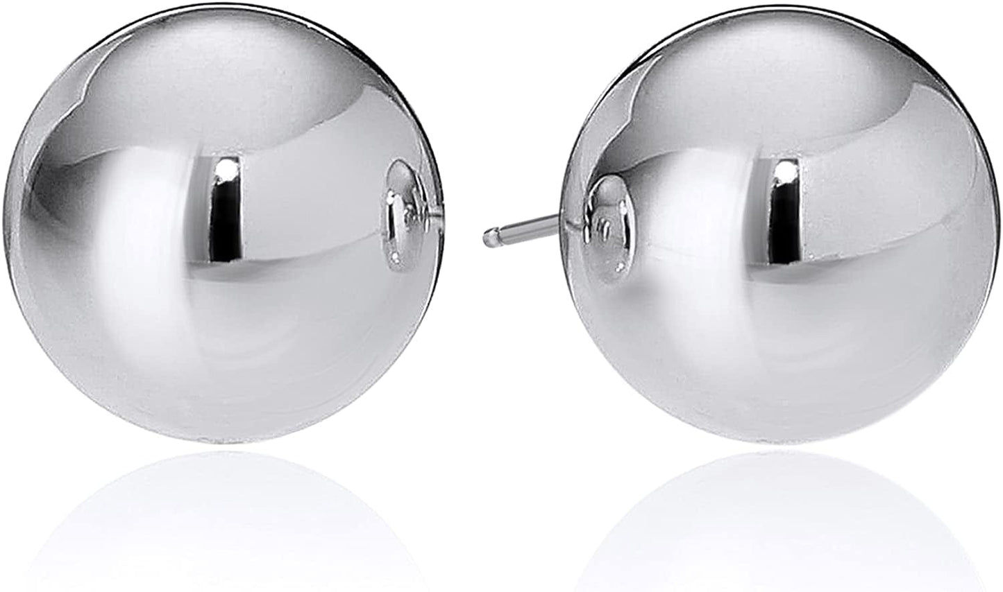 Essentials Plated Sterling Silver Polished Ball Stud Earrings Sterling Silver / 10mm