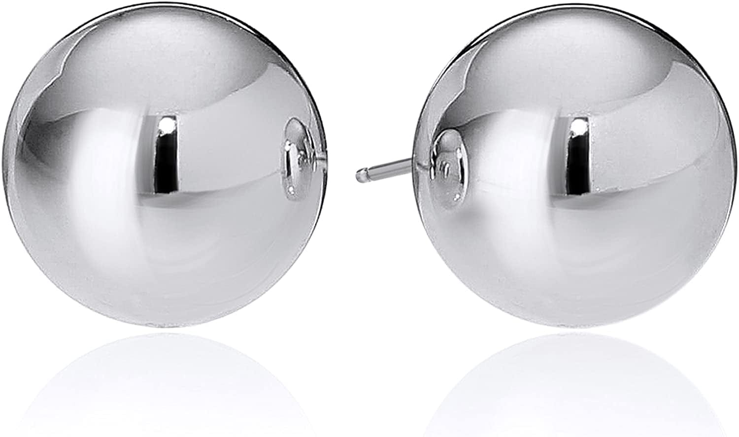 Essentials Plated Sterling Silver Polished Ball Stud Earrings Sterling Silver / 10mm
