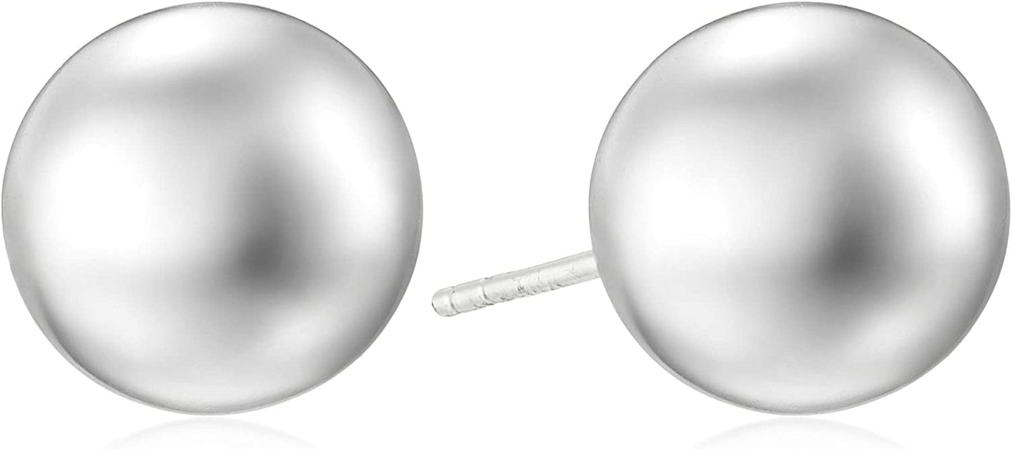 Essentials Plated Sterling Silver Polished Ball Stud Earrings Sterling Silver / 12mm