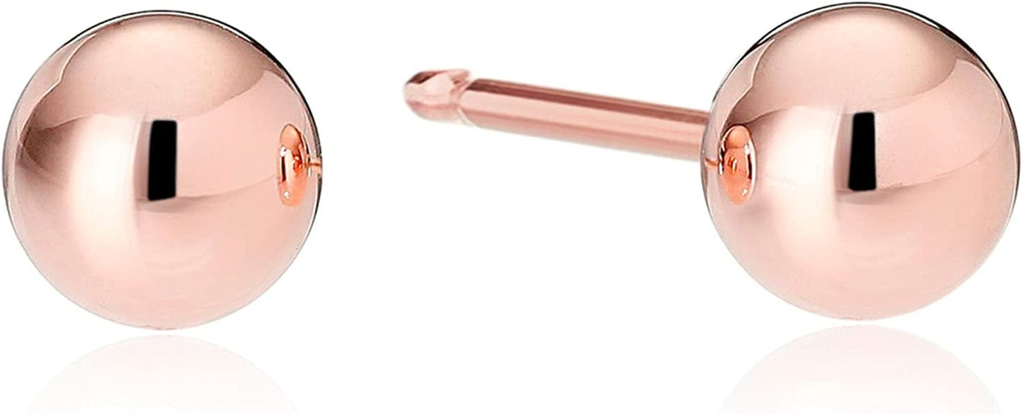 Essentials Plated Sterling Silver Polished Ball Stud Earrings Rose Gold Plated Sterling Silver / 5mm