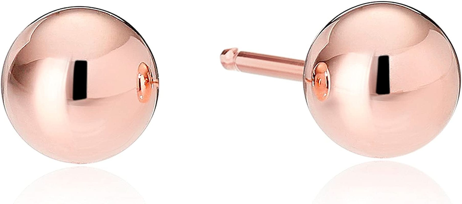 Essentials Plated Sterling Silver Polished Ball Stud Earrings Rose Gold Plated Sterling Silver / 6mm