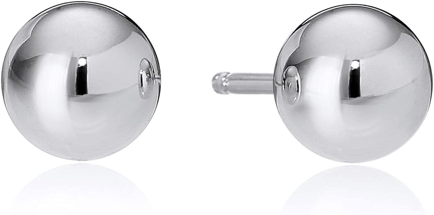 Essentials Plated Sterling Silver Polished Ball Stud Earrings Sterling Silver / 4mm