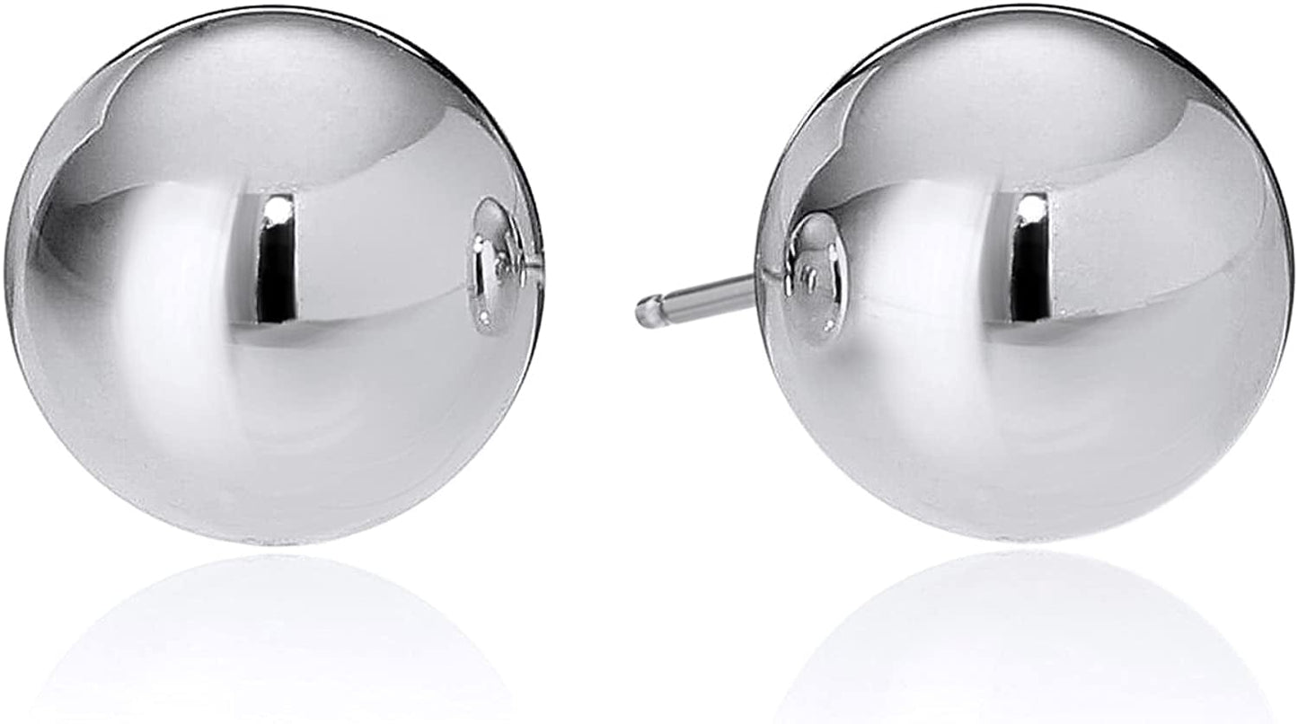 Essentials Plated Sterling Silver Polished Ball Stud Earrings Sterling Silver / 7mm