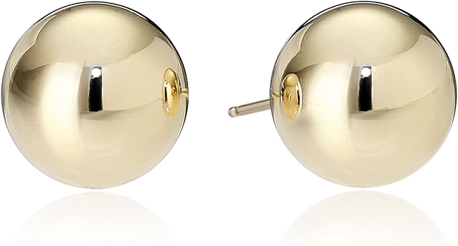 Essentials Plated Sterling Silver Polished Ball Stud Earrings Yellow Gold Plated Sterling Silver / 8mm