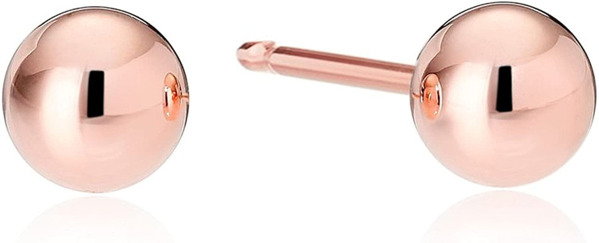 Essentials Plated Sterling Silver Polished Ball Stud Earrings Rose Gold Plated Sterling Silver / 3mm