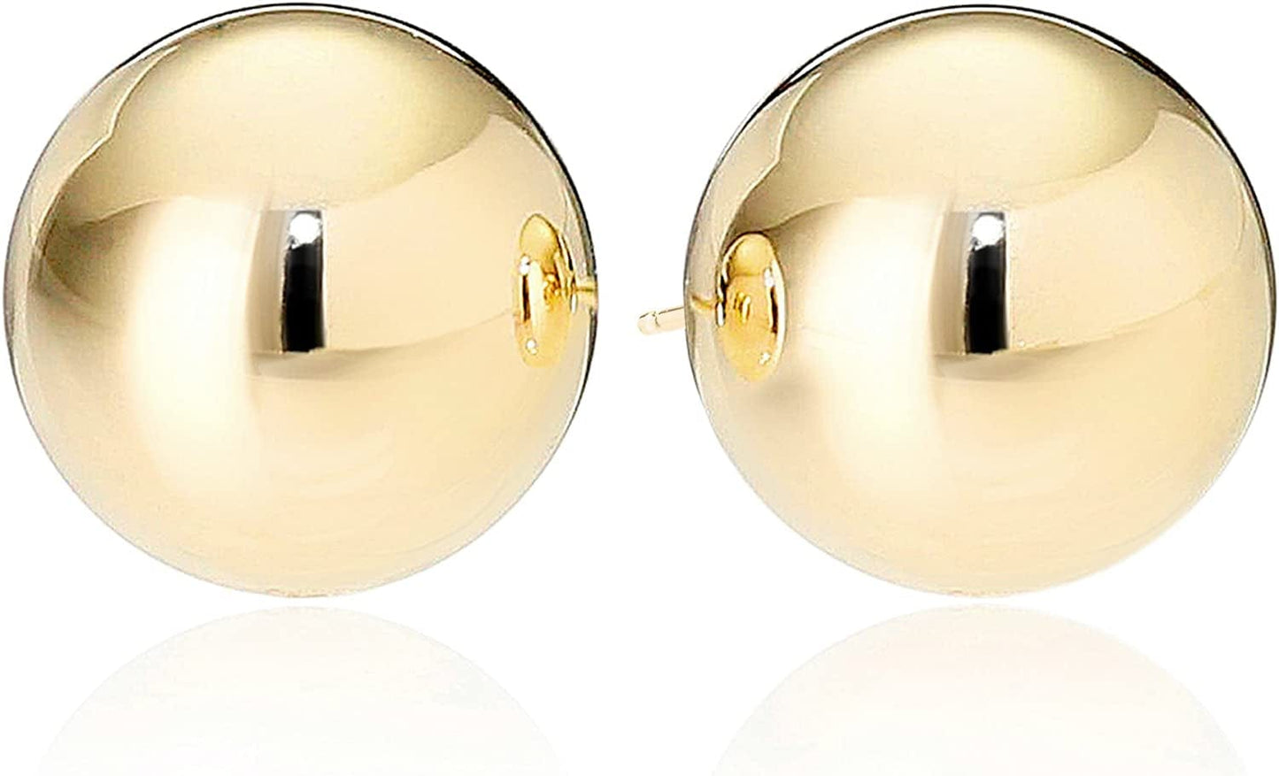 Essentials Plated Sterling Silver Polished Ball Stud Earrings Yellow Gold Plated Sterling Silver / 12mm