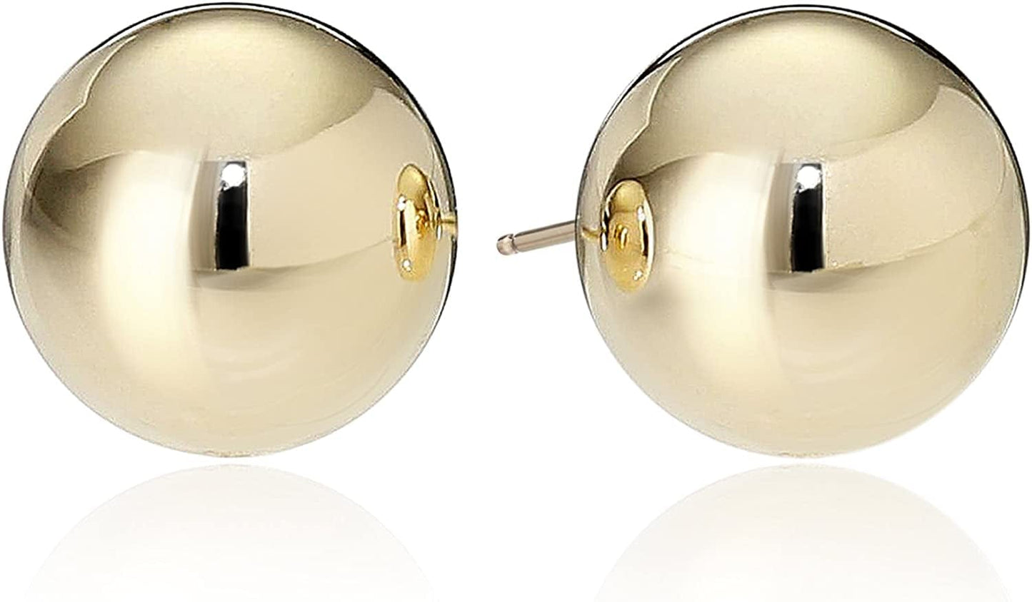Essentials Plated Sterling Silver Polished Ball Stud Earrings Yellow Gold Plated Sterling Silver / 10mm