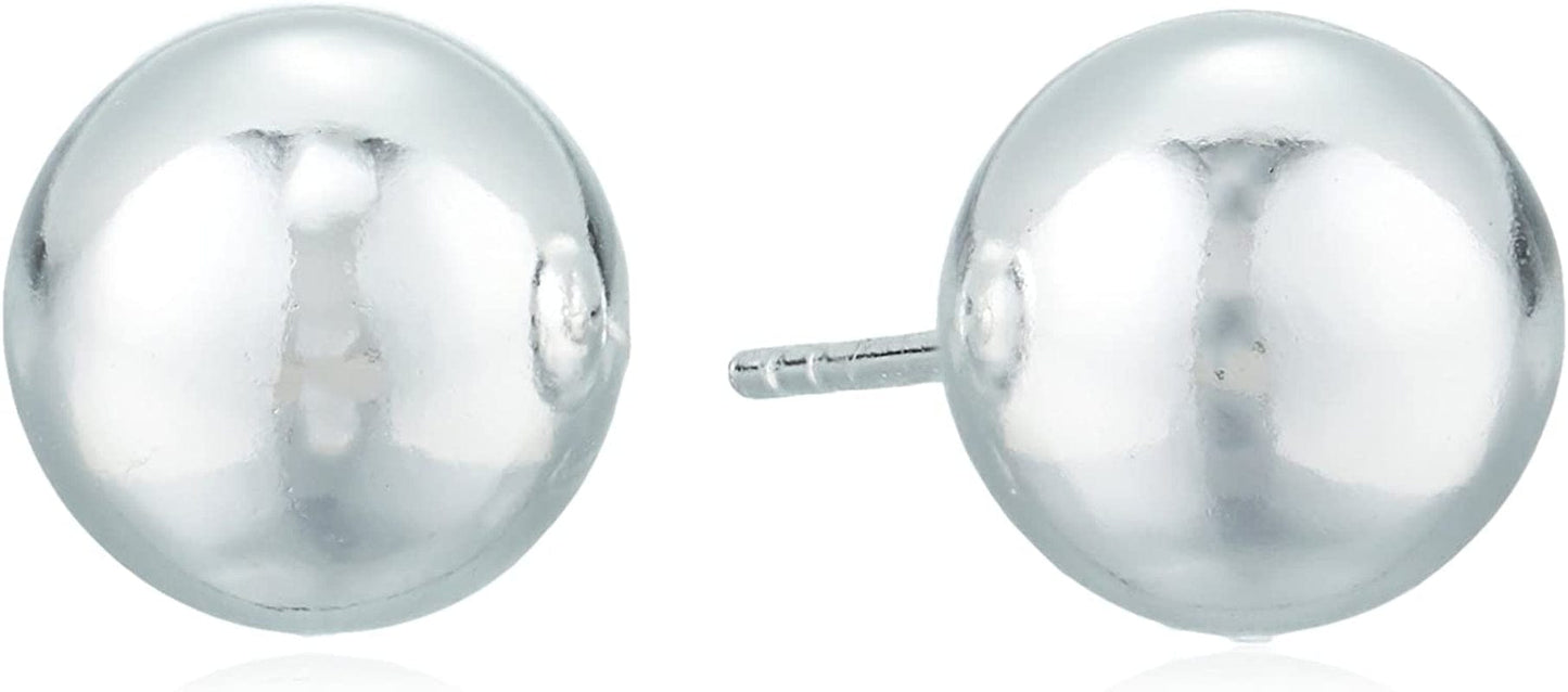 Essentials Plated Sterling Silver Polished Ball Stud Earrings Sterling Silver / 9mm