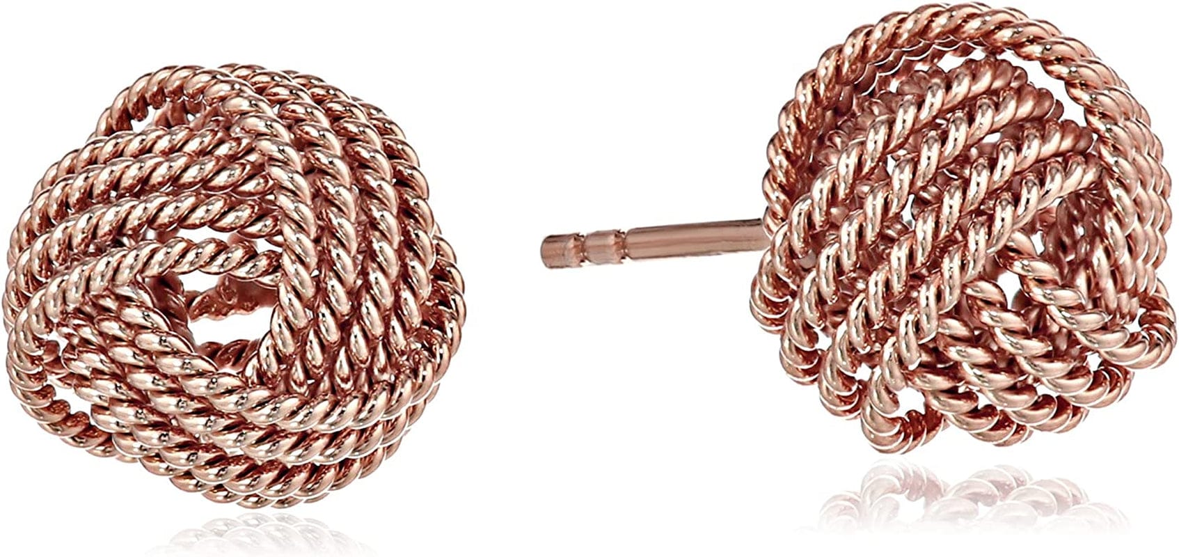 Essentials Plated Sterling Silver Twisted Love Knot Stud Earrings Rose Gold Plated Sterling Silver