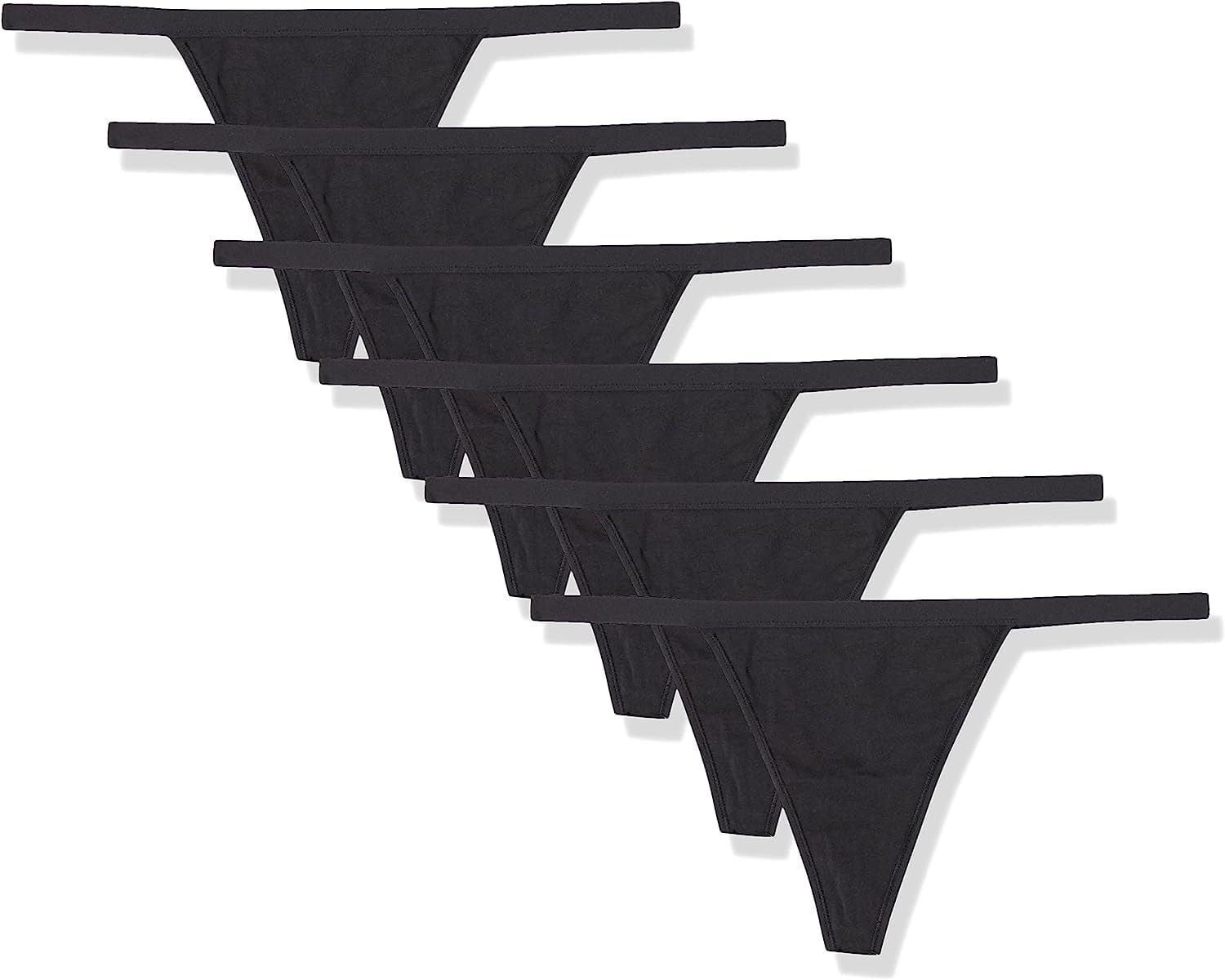 Essentials Women'S Cotton Thong String Underwear, Pack of 6 Black / XX-Large