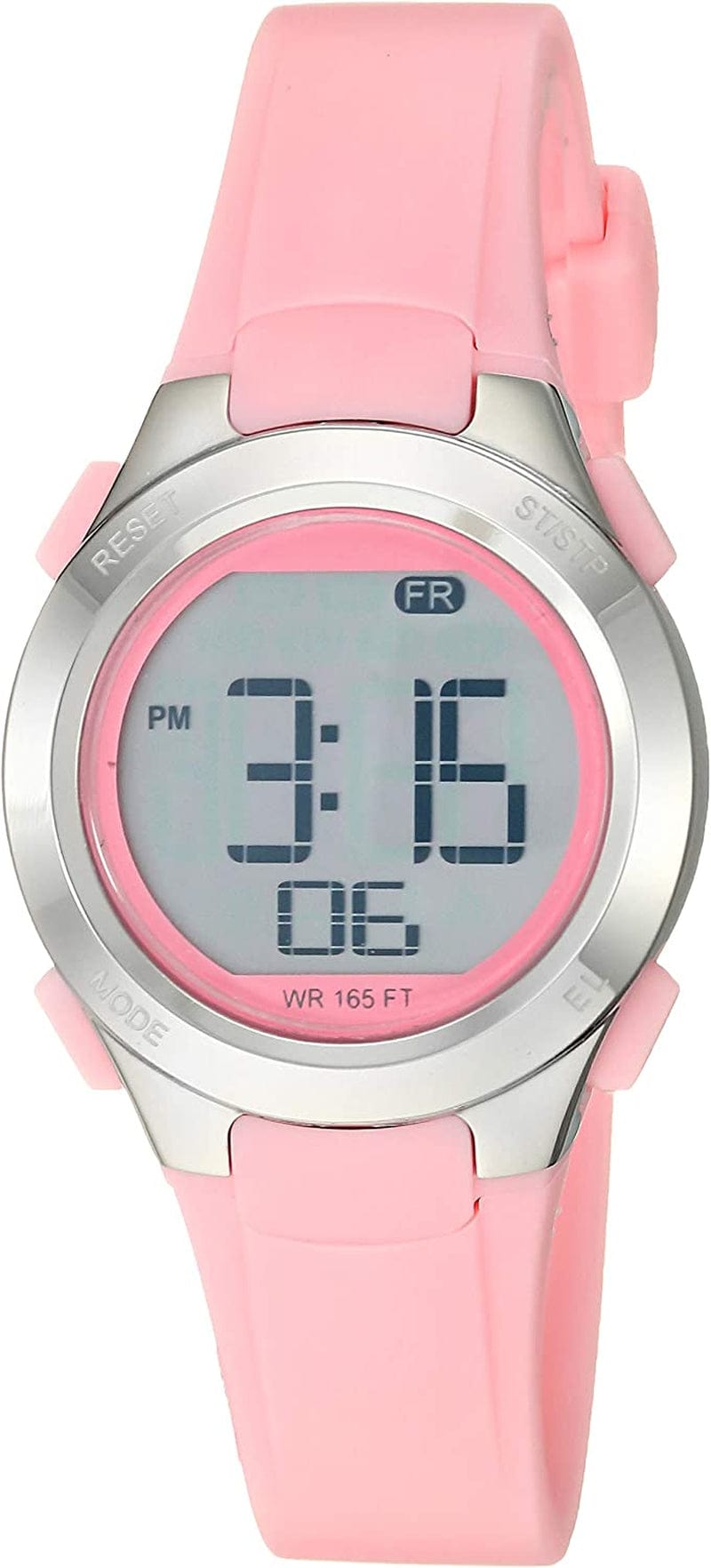 Essentials Women'S Digital Chronograph Resin Strap Watch Pink/Silver