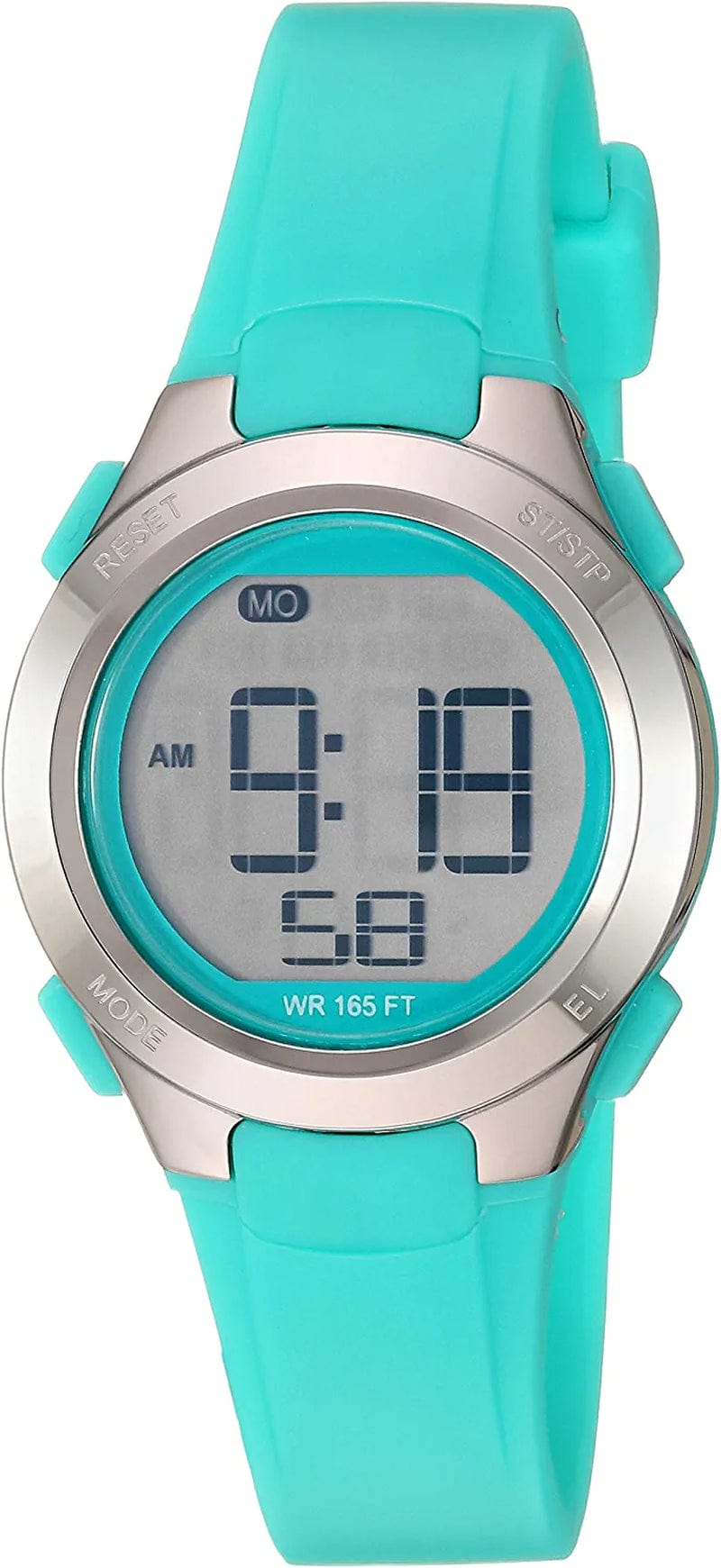 Essentials Women'S Digital Chronograph Resin Strap Watch Teal/Silver