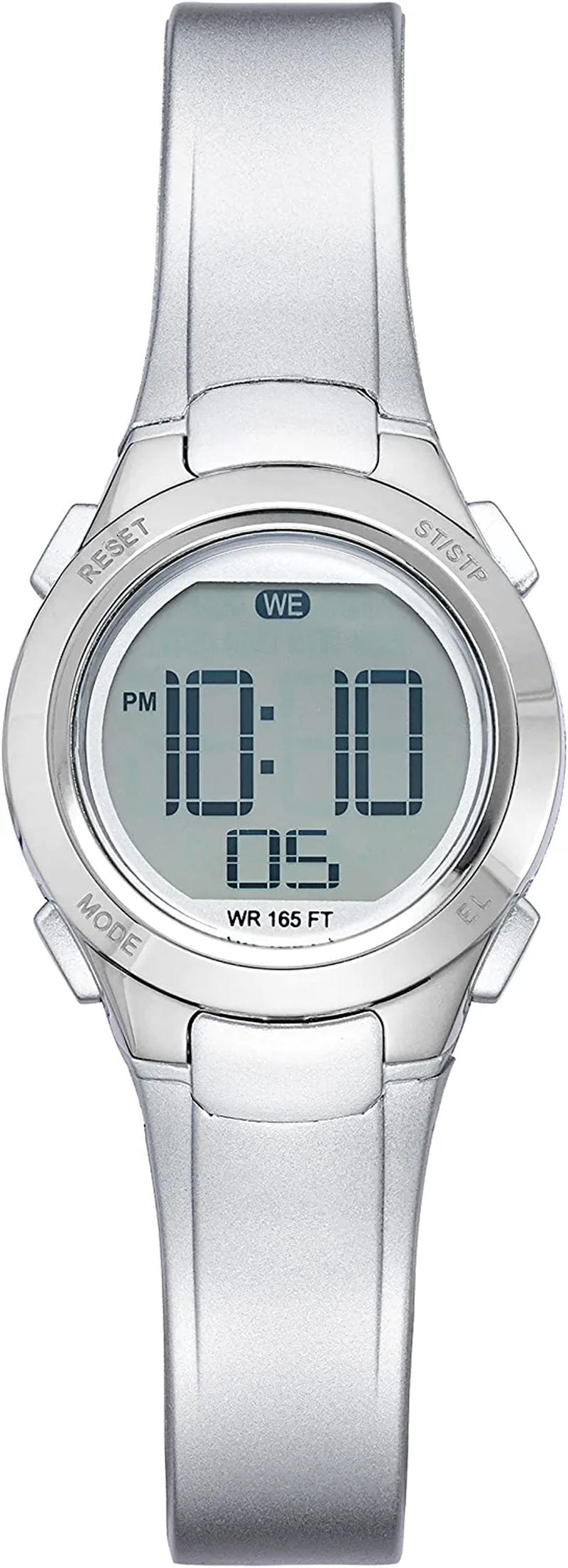 Essentials Women'S Digital Chronograph Resin Strap Watch Silver