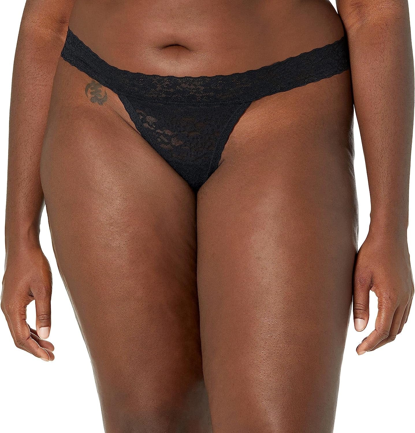 Essentials Women'S Lace Stretch Thong Underwear, Pack of 4 Black / Small