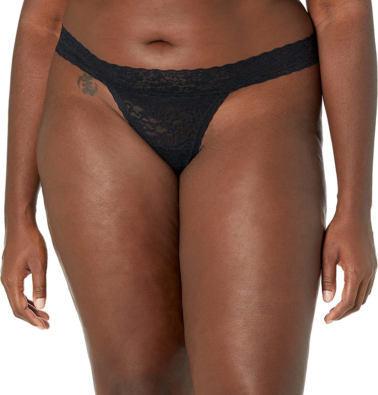 Essentials Women'S Lace Stretch Thong Underwear, Pack of 4 Black / X-Large
