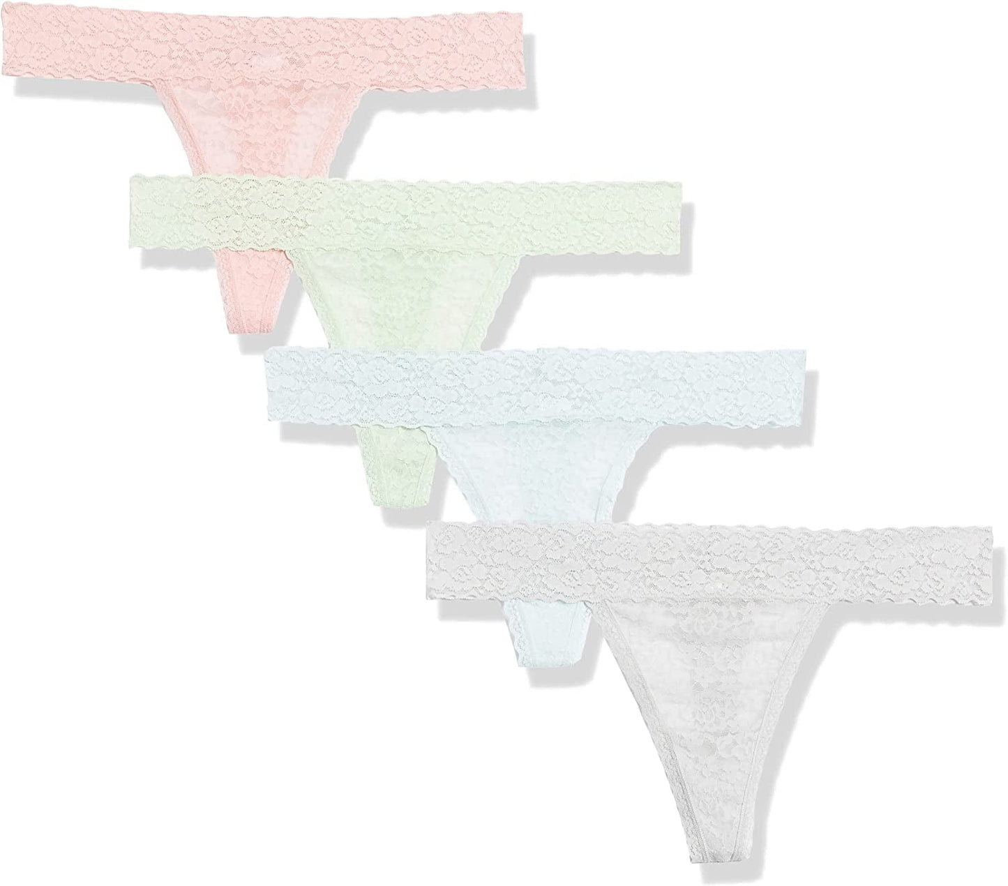 Essentials Women'S Lace Stretch Thong Underwear, Pack of 4 Cool Colors / Small