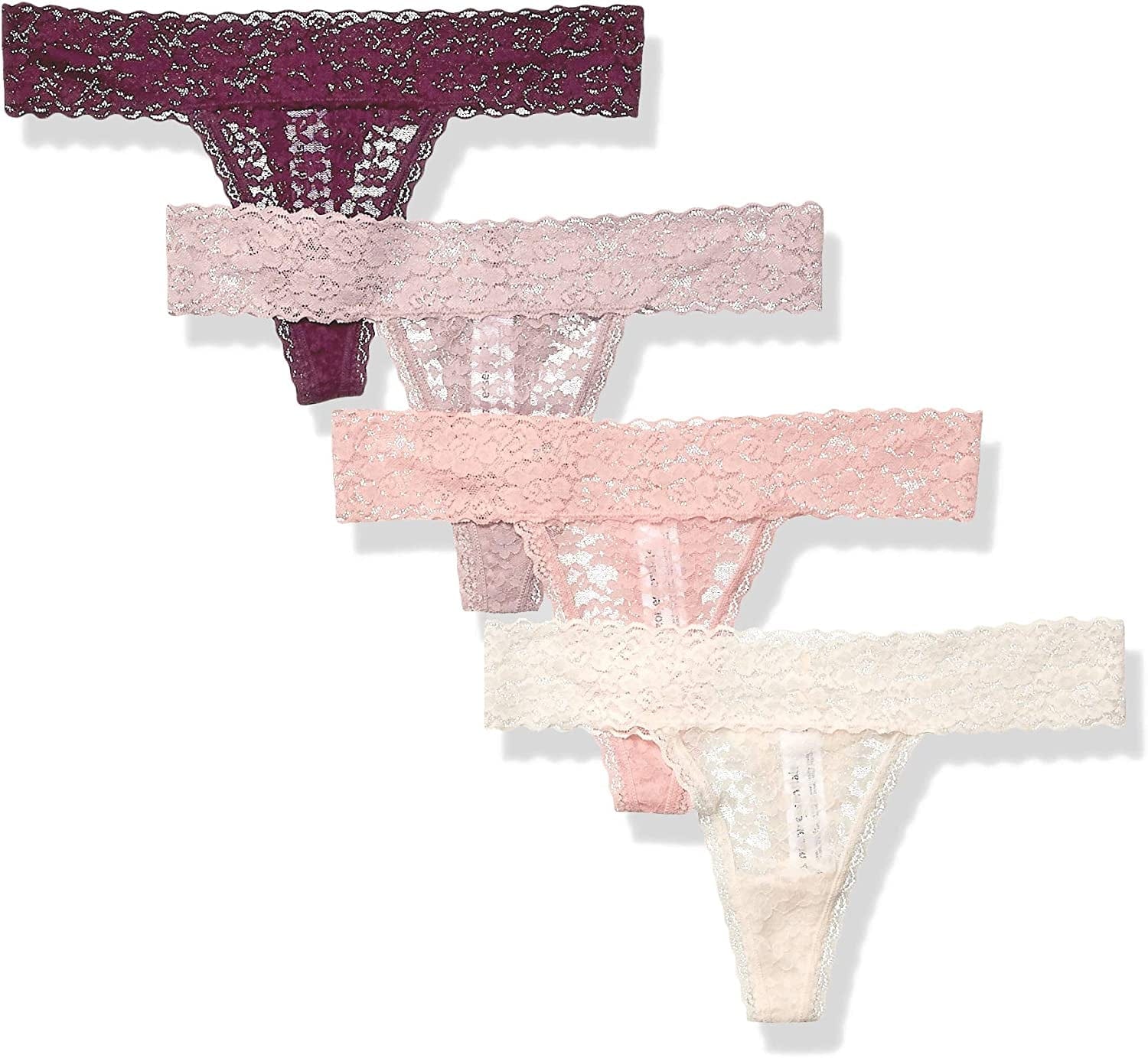 Essentials Women'S Lace Stretch Thong Underwear, Pack of 4 Warm / Small