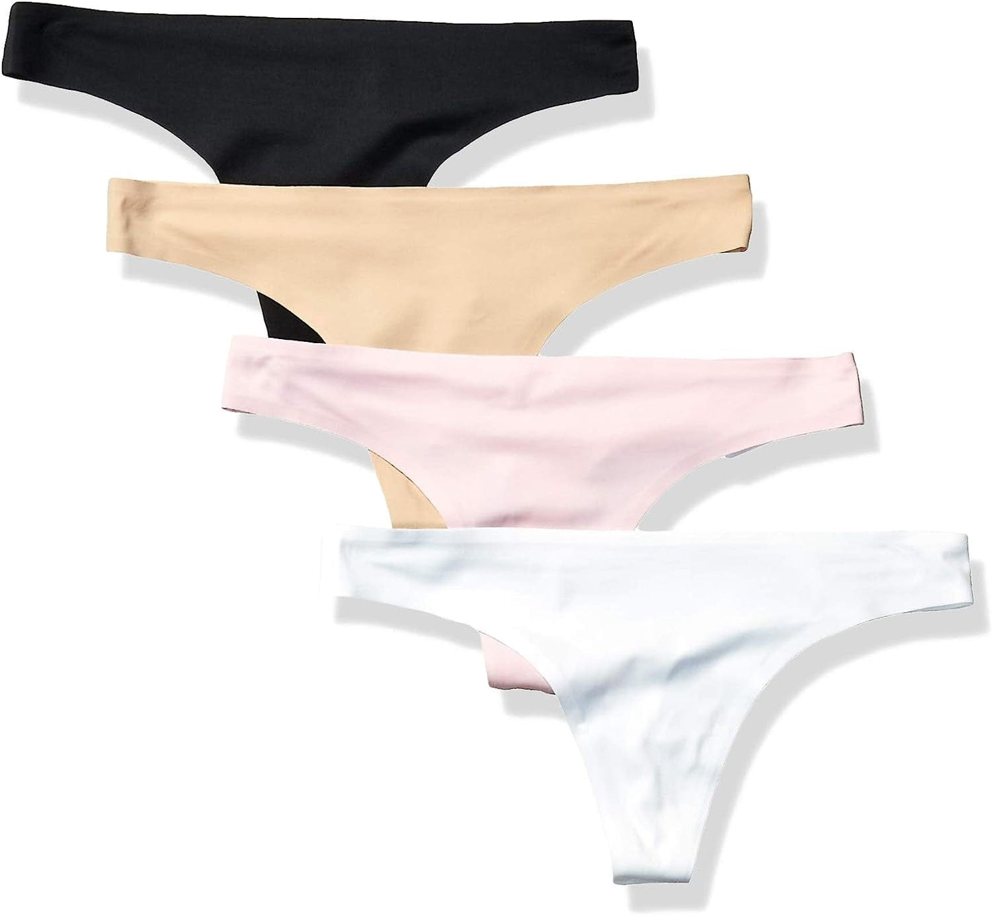 Essentials Women'S Seamless Bonded Stretch Thong Underwear, Pack of 4 Neutral Tones / Small