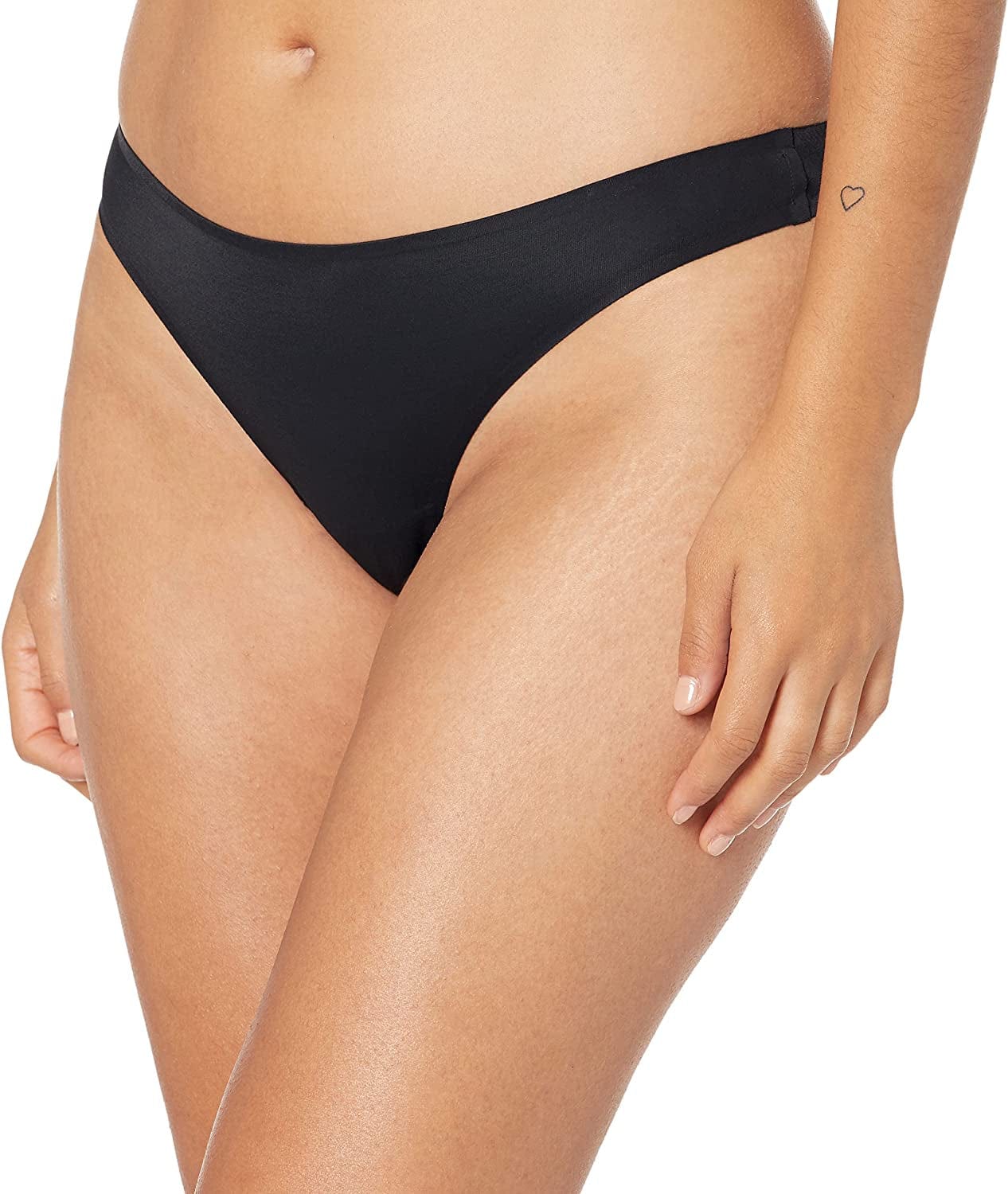 Essentials Women'S Seamless Bonded Stretch Thong Underwear, Pack of 4 Black / Medium