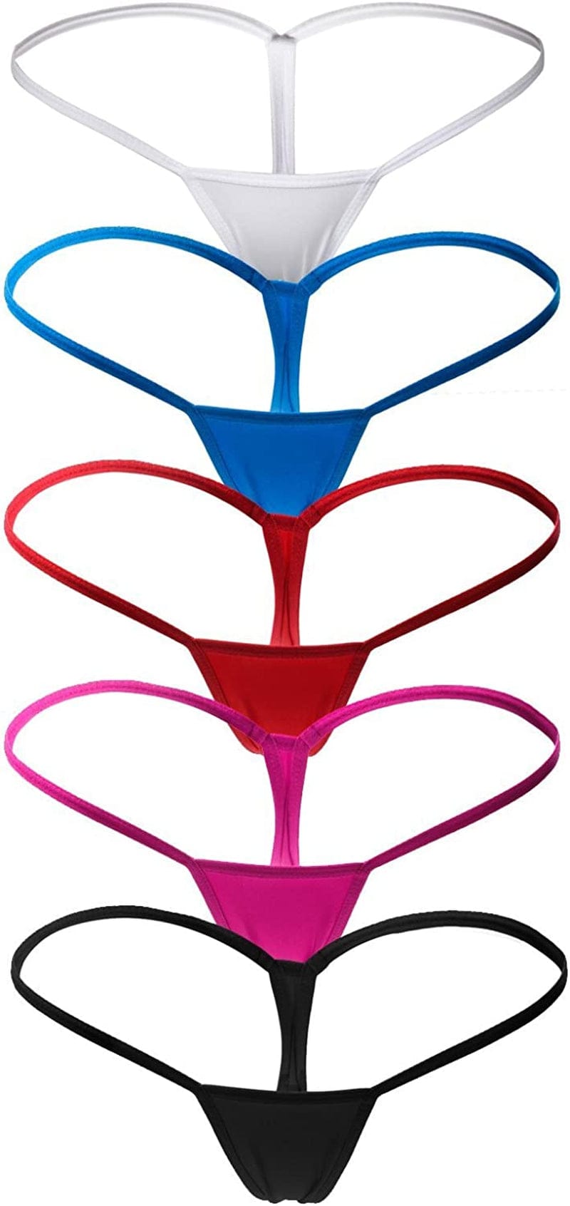 ETAOLINE Women'S Low Rise Micro Back G-String Thong Panty Underwear 5 Pack (5 Colors) / Large