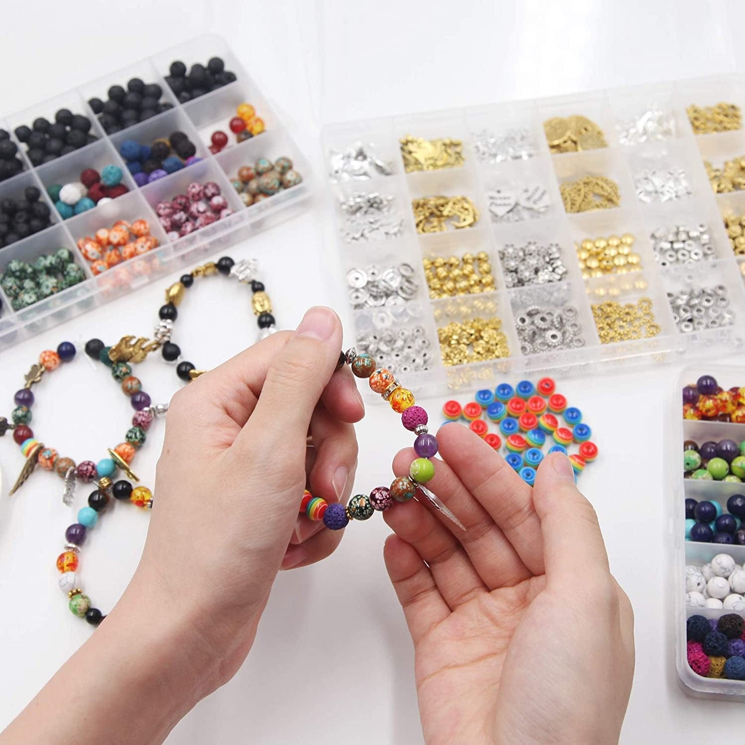 Eutenghao Beads Charms Pendants and Spacer Beads for Jewelry Making 420Pcs 24 Styles Jewelry Making Charms Spacer Pendants for Bracelets Necklace and Crafting (Gold, Bronze, and Silver 3 Colors)