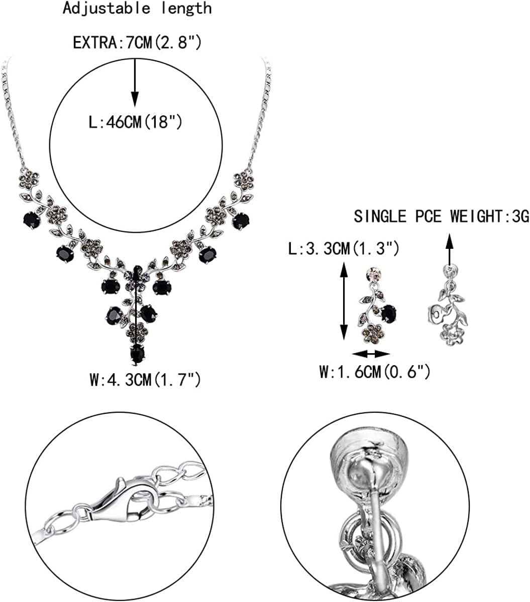 EVER FAITH Flower Leaf Necklace Earrings Set Austrian Crystal