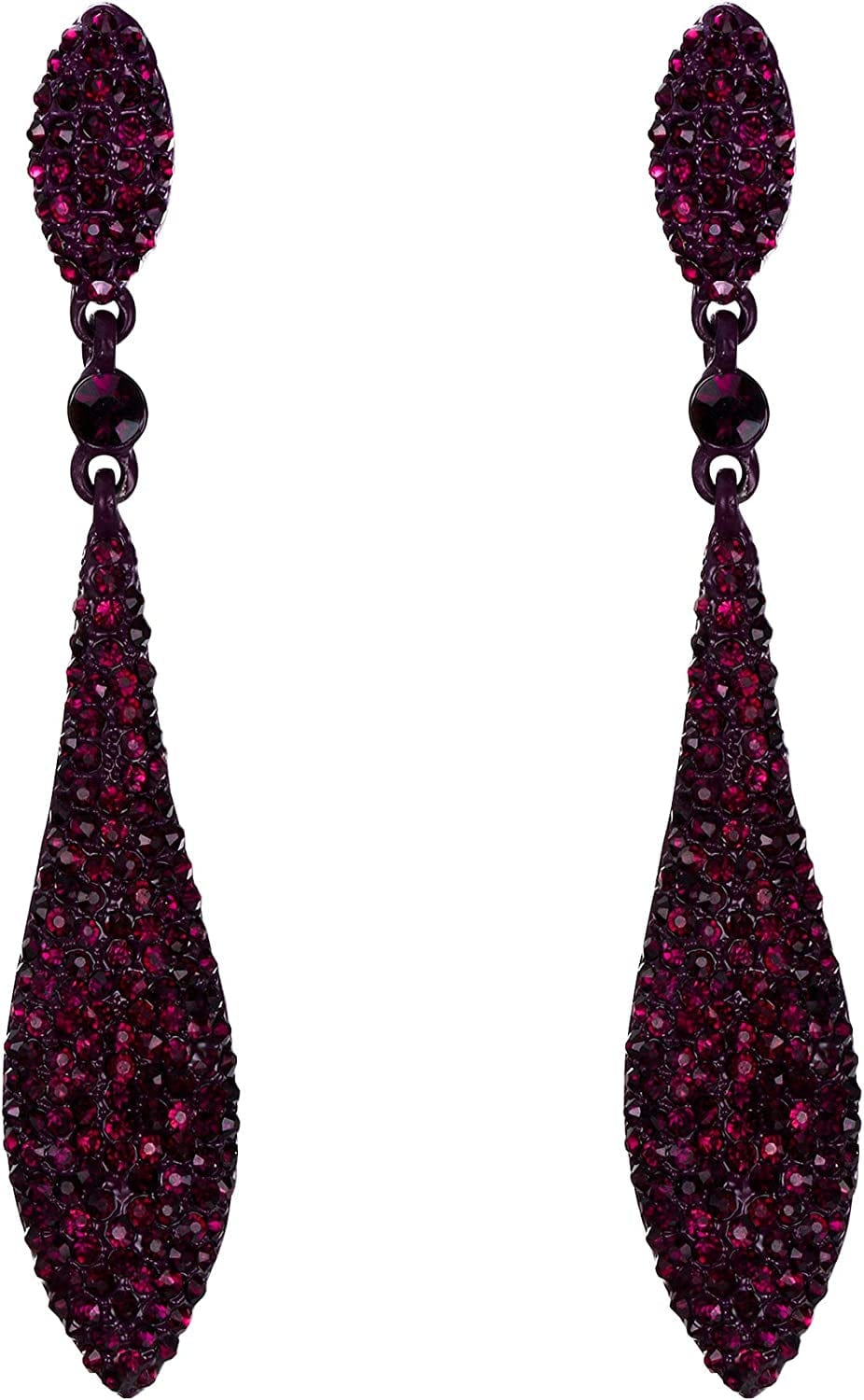 EVER FAITH Women'S Austrian Crystal Double Waterdrop Pierced Dangle Earrings 4_Purple Purple-Tone