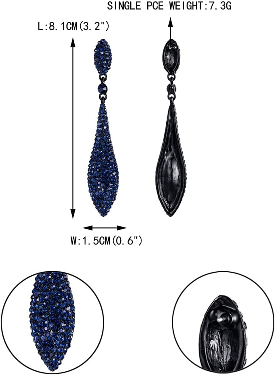 EVER FAITH Women'S Austrian Crystal Double Waterdrop Pierced Dangle Earrings