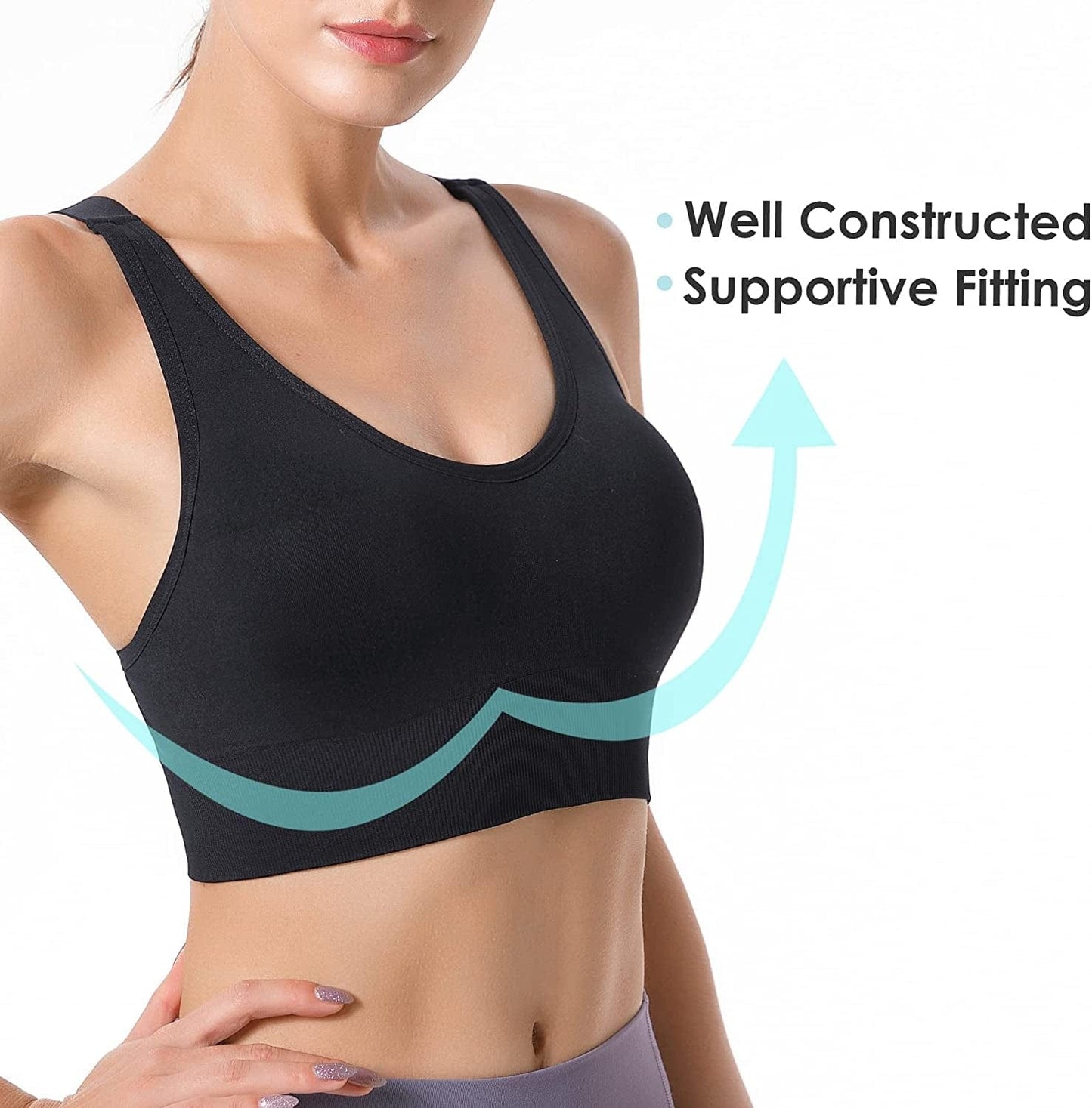 Evercute Sports Bra for Women Padded Medium Support Criss Cross Strappy Bras Seamless High Impact Yoga Exercise Athletic Bras