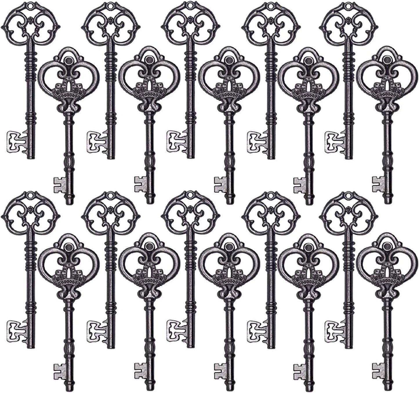 Extra Large Antique Skeleton Keys for Wedding Decoration Favor Handwork Gift Santa'S Key 20PCS Gun-black Keys