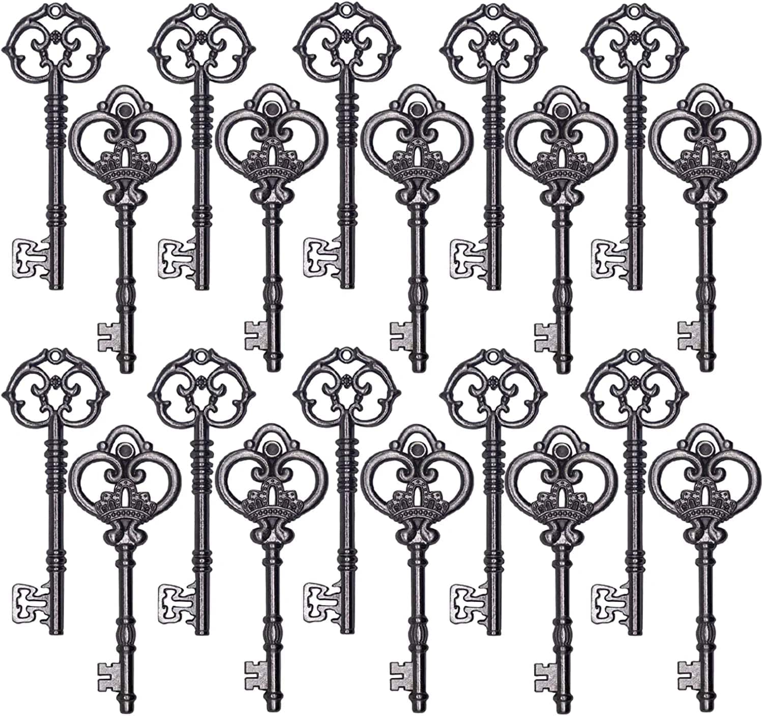 Extra Large Antique Skeleton Keys for Wedding Decoration Favor Handwork Gift Santa'S Key 20PCS Gun-black Keys