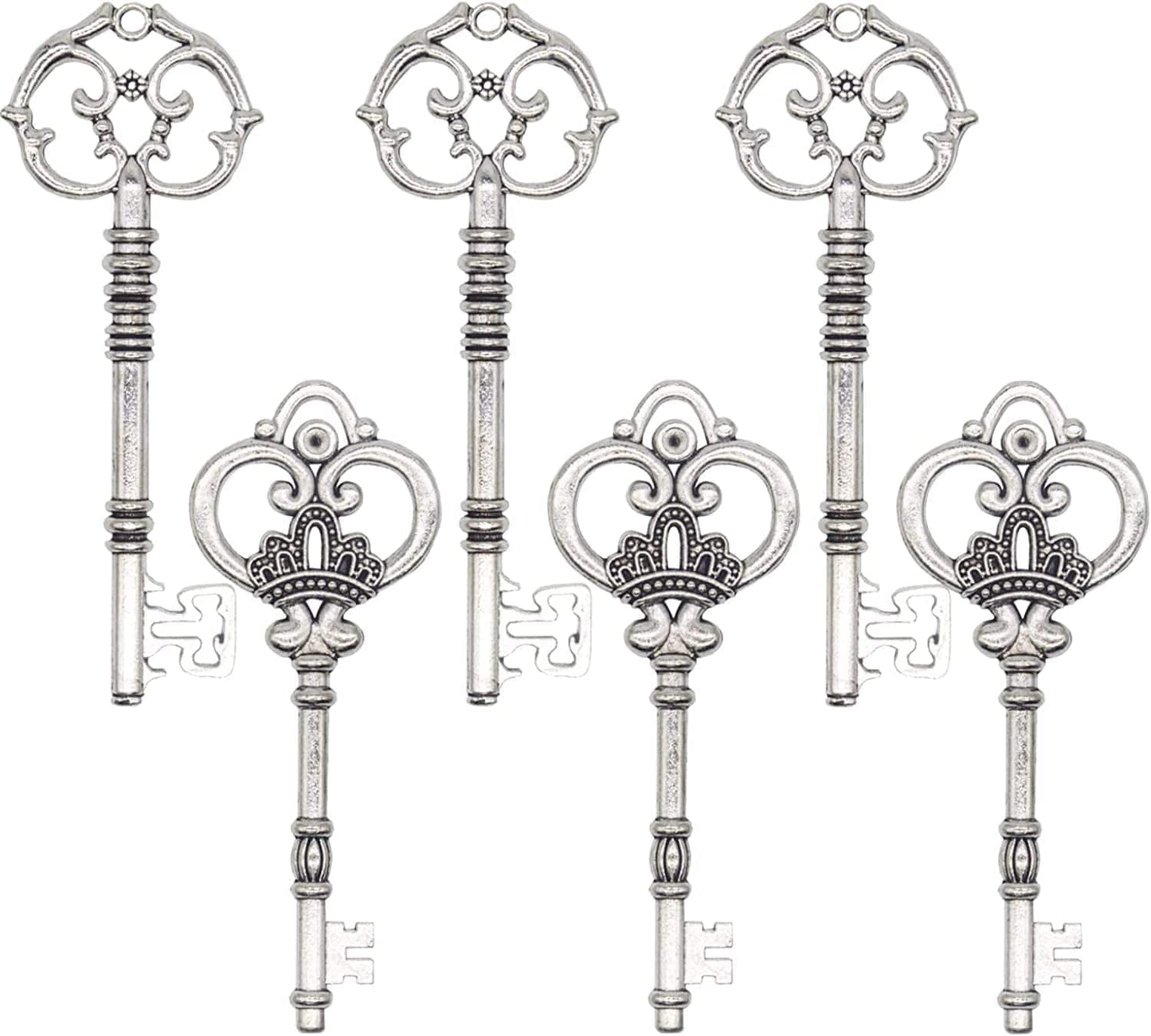 Extra Large Antique Skeleton Keys for Wedding Decoration Favor Handwork Gift Santa'S Key 20pcs Antique-silver Keys