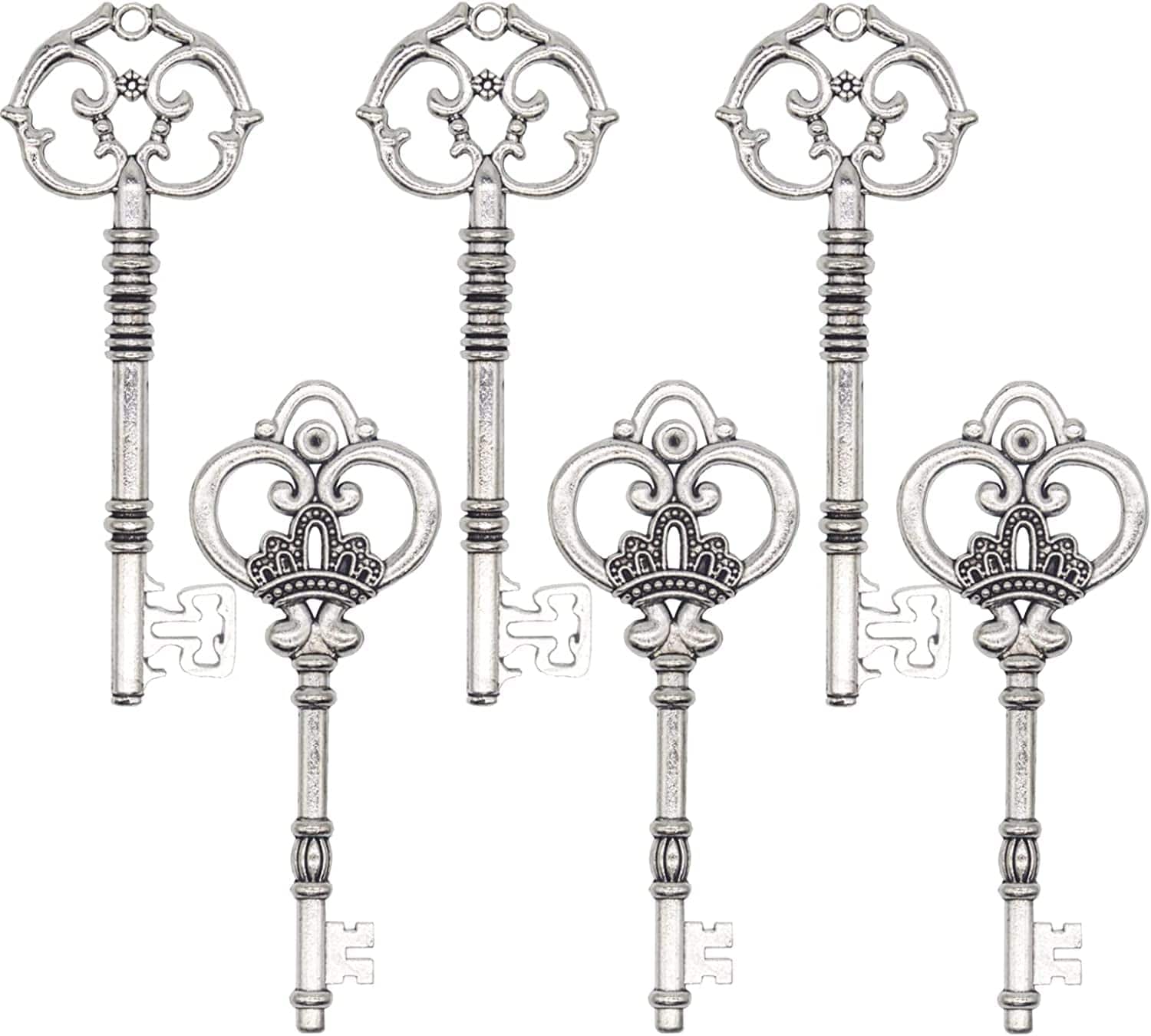 Extra Large Antique Skeleton Keys for Wedding Decoration Favor Handwork Gift Santa'S Key 20pcs Antique-silver Keys