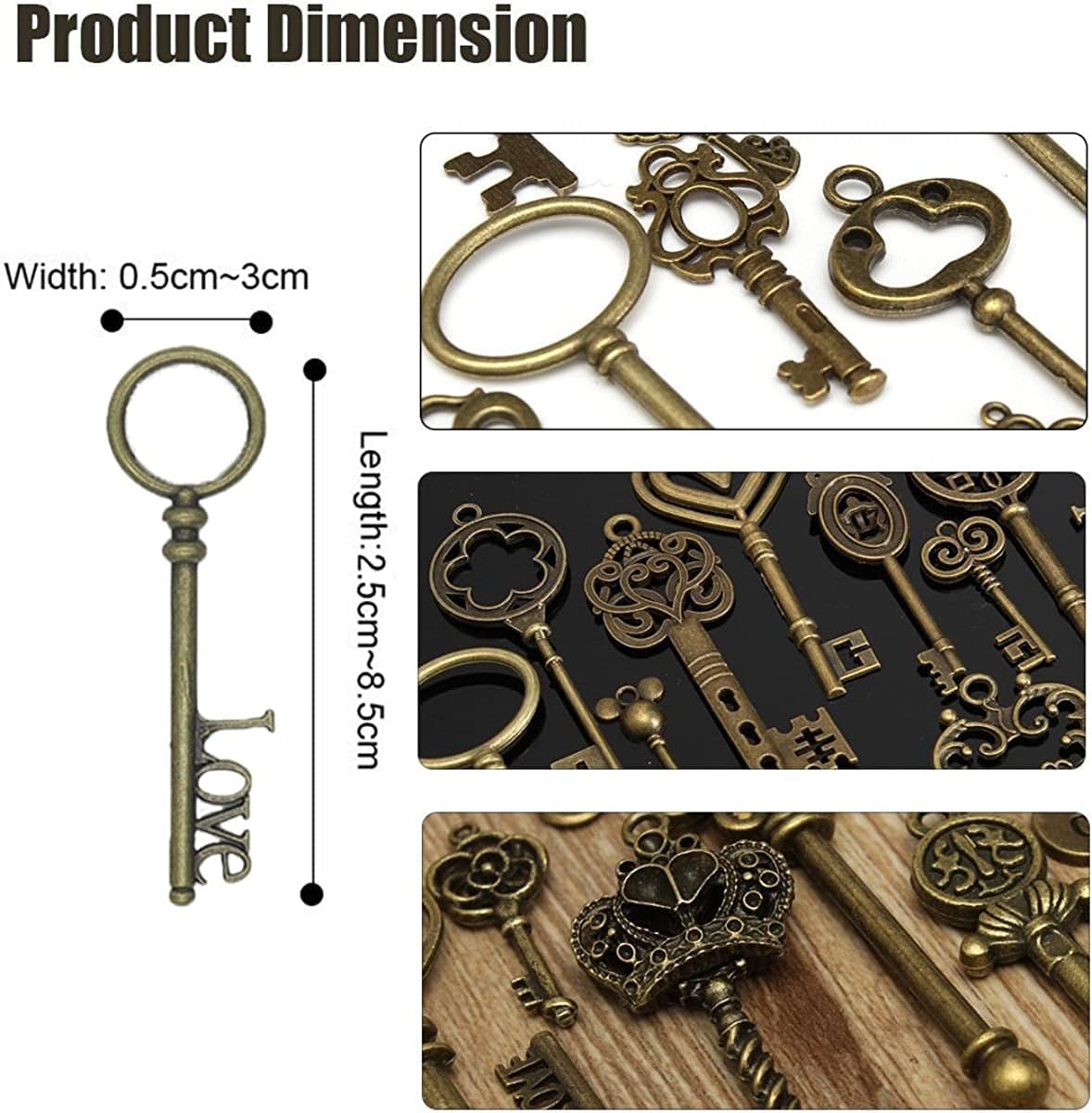 Extra Large Antique Skeleton Keys for Wedding Decoration Favor Handwork Gift Santa'S Key