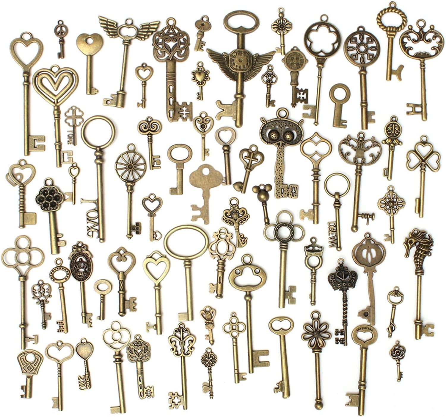 Extra Large Antique Skeleton Keys for Wedding Decoration Favor Handwork Gift Santa'S Key 69PCS Brozon Keys