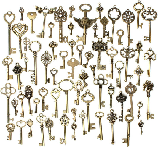 Extra Large Antique Skeleton Keys for Wedding Decoration Favor Handwork Gift Santa'S Key 69PCS Brozon Keys