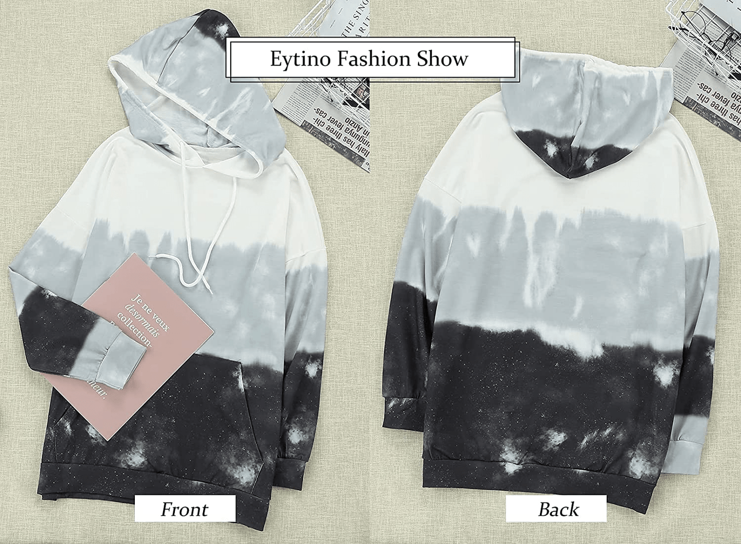 Eytino Women Hoodies Tops Tie Dye Printed Long Sleeve Drawstring Pullover Sweatshirts with Pocket(S-Xxl) Apparel & Accessories > Clothing > Activewear Kylie Max