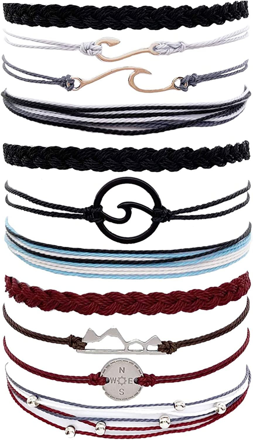 Choistily String Bracelets for Teen Girls Waterproof Boho Surfer Bracelets Summer Beach Rope Bracelets for Women Ocean Wave Anklet Bracelet Handmade Friendship Bracelet Apparel & Accessories > Jewelry > Bracelets Choistily 11 Pcs Wave Bracelets