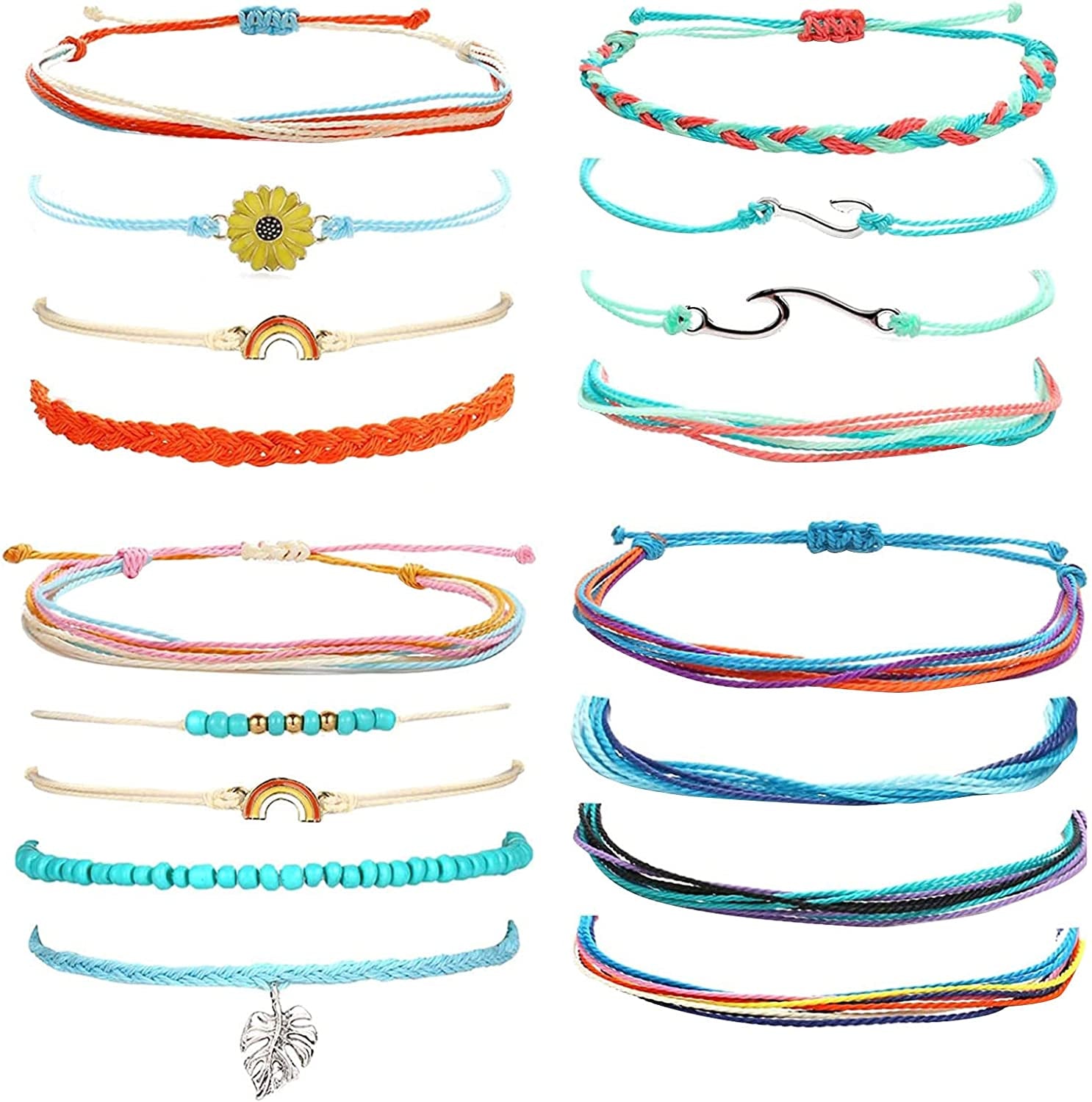 Choistily String Bracelets for Teen Girls Waterproof Boho Surfer Bracelets Summer Beach Rope Bracelets for Women Ocean Wave Anklet Bracelet Handmade Friendship Bracelet Apparel & Accessories > Jewelry > Bracelets Choistily 17 Pcs Ocean Wave Bracelets