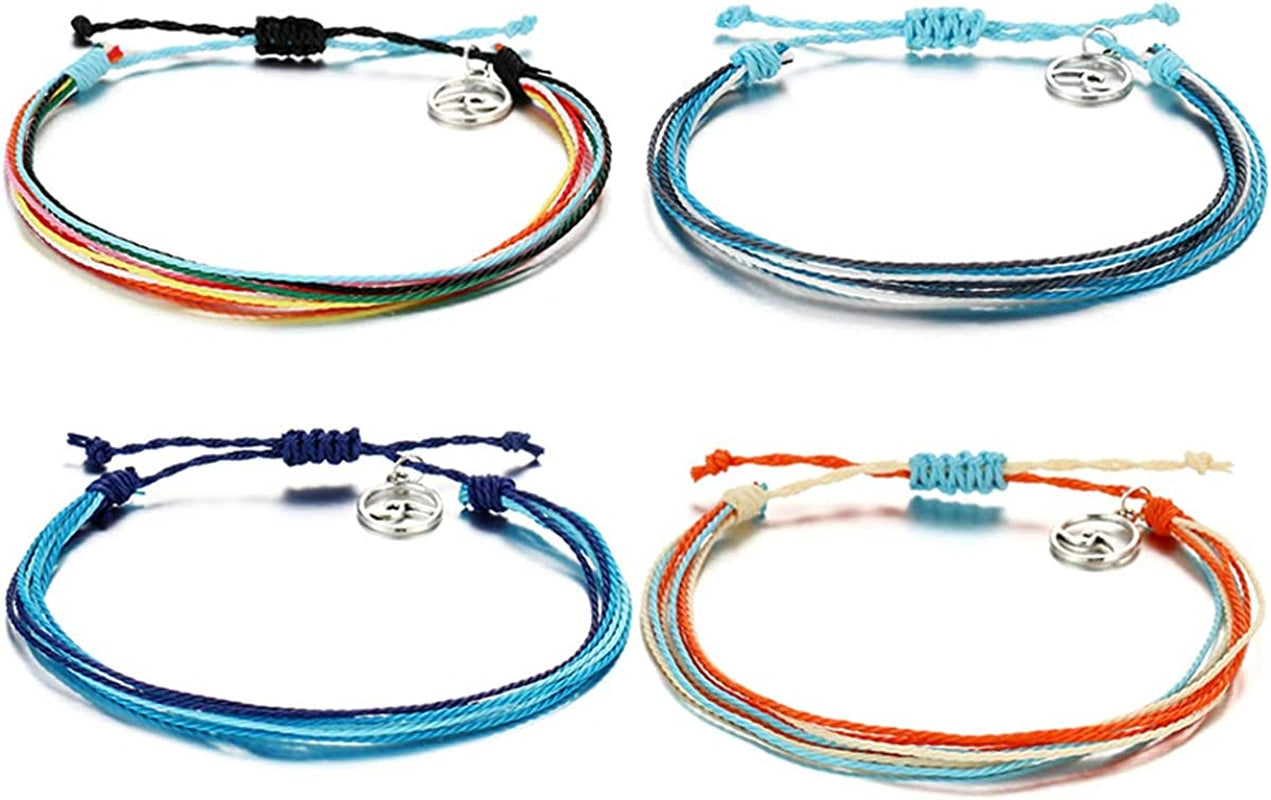 HUASAI Vsco String Bracelets for Teen Girls Women Waterproof Boho Rope Bracelets Wave Surfer Bracelets Summer Beach Anklets Apparel & Accessories > Jewelry > Anklets HUASAI Colorful Wave Pendant Bracelets